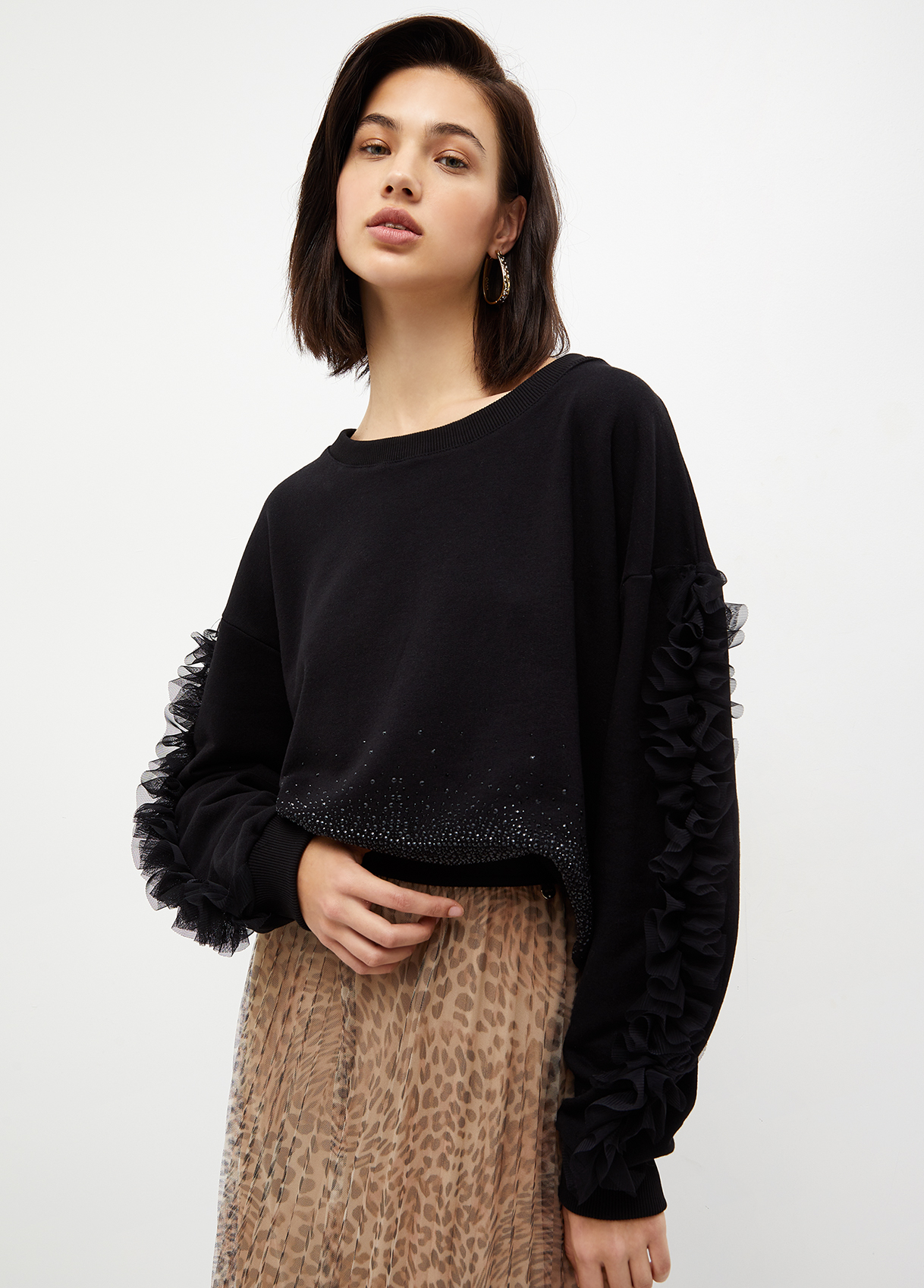 Liujo Sweat Avec Strass Et Tulle