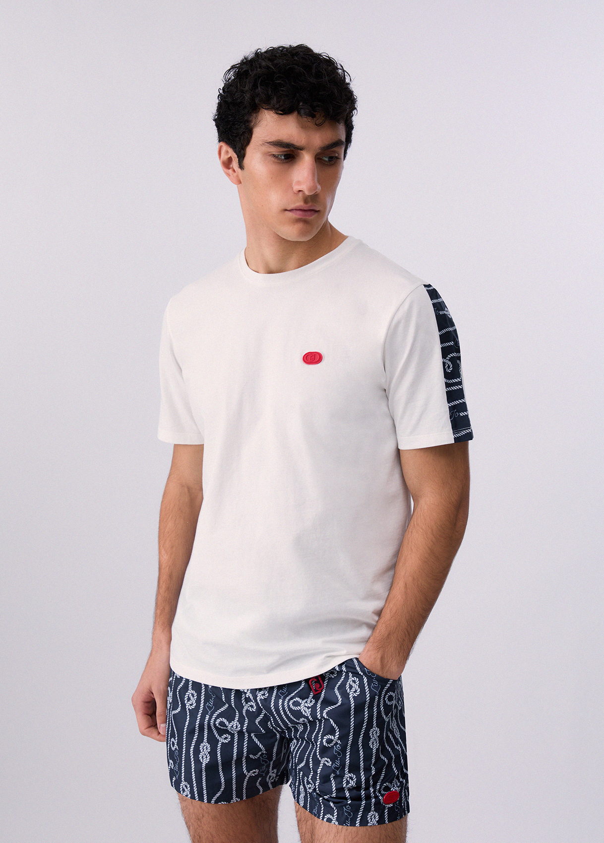 Liu Jo Uomo Blu T-Shirt Con Inserto Stampato