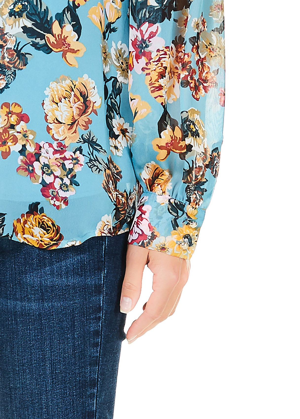 FLOWER PLEATS 青 Flower Print / Denim Skirt】 | RIVER MAIL STORE