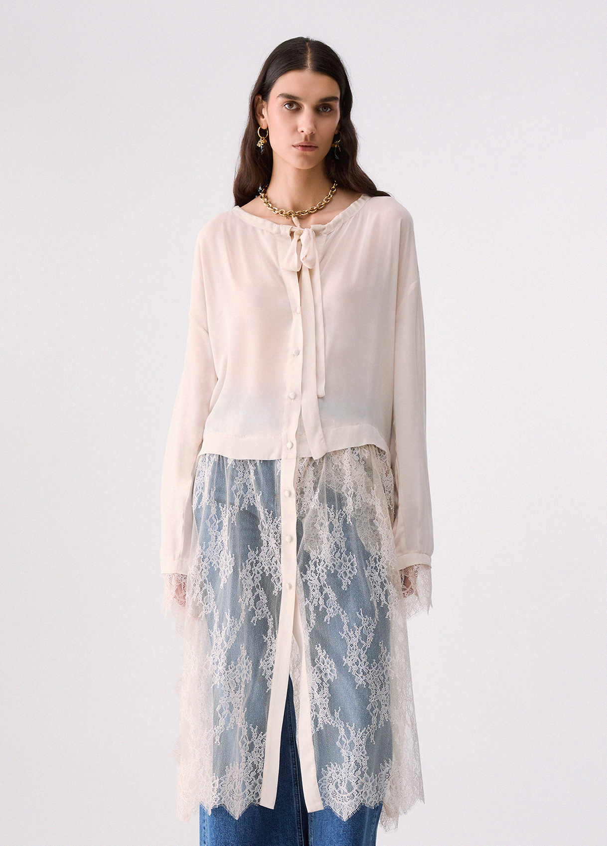 Liu Jo Long Shirt With Lace Details