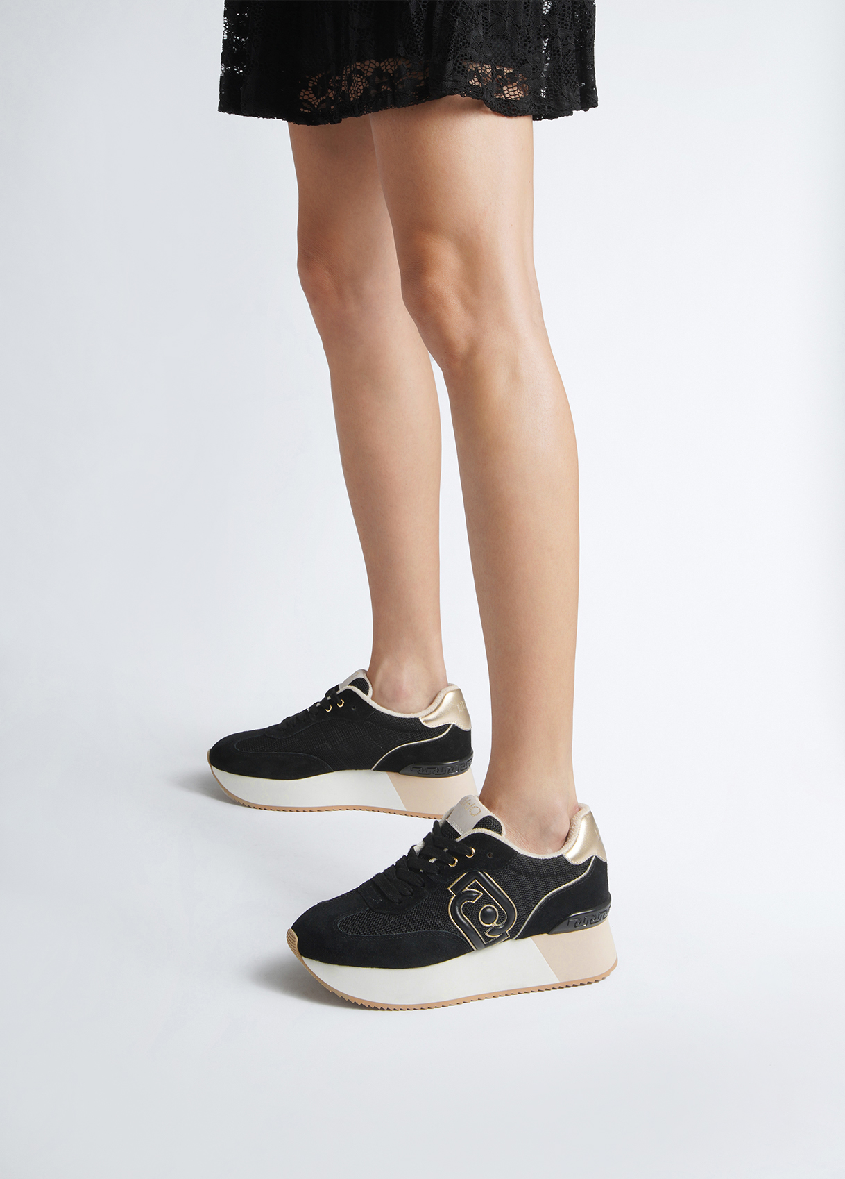 Plateau-Sneaker aus brighty Mesh Farbe Schwarz | Liu Jo