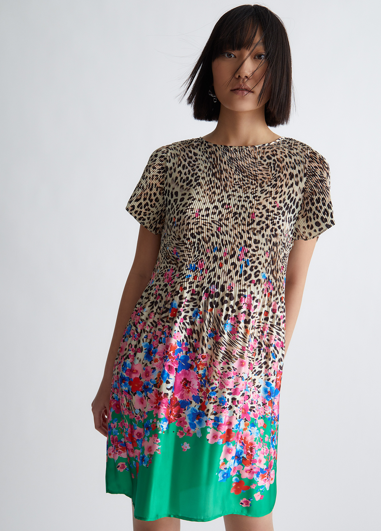 Liujo Robe Animalier À Fleurs En Satin