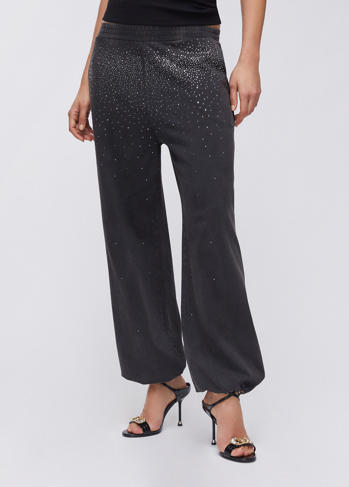 Liu Jo Faded Jersey Trousers With Rhinestones