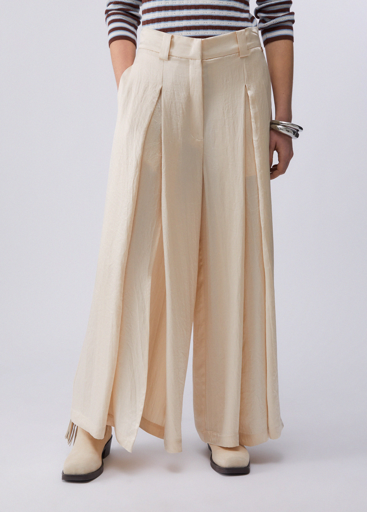 Liu Jo Cropped Satin Trousers With Slits