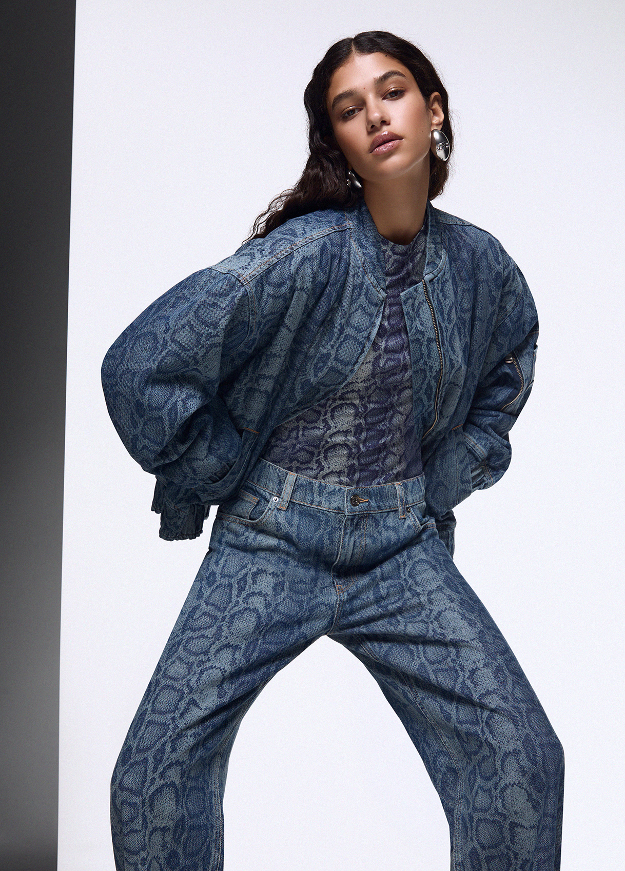 Liu Jo Bomber En Denim Effet Python