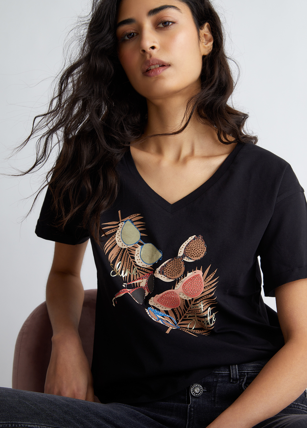 Liujo T-shirt Avec Imprimé Sunglasses