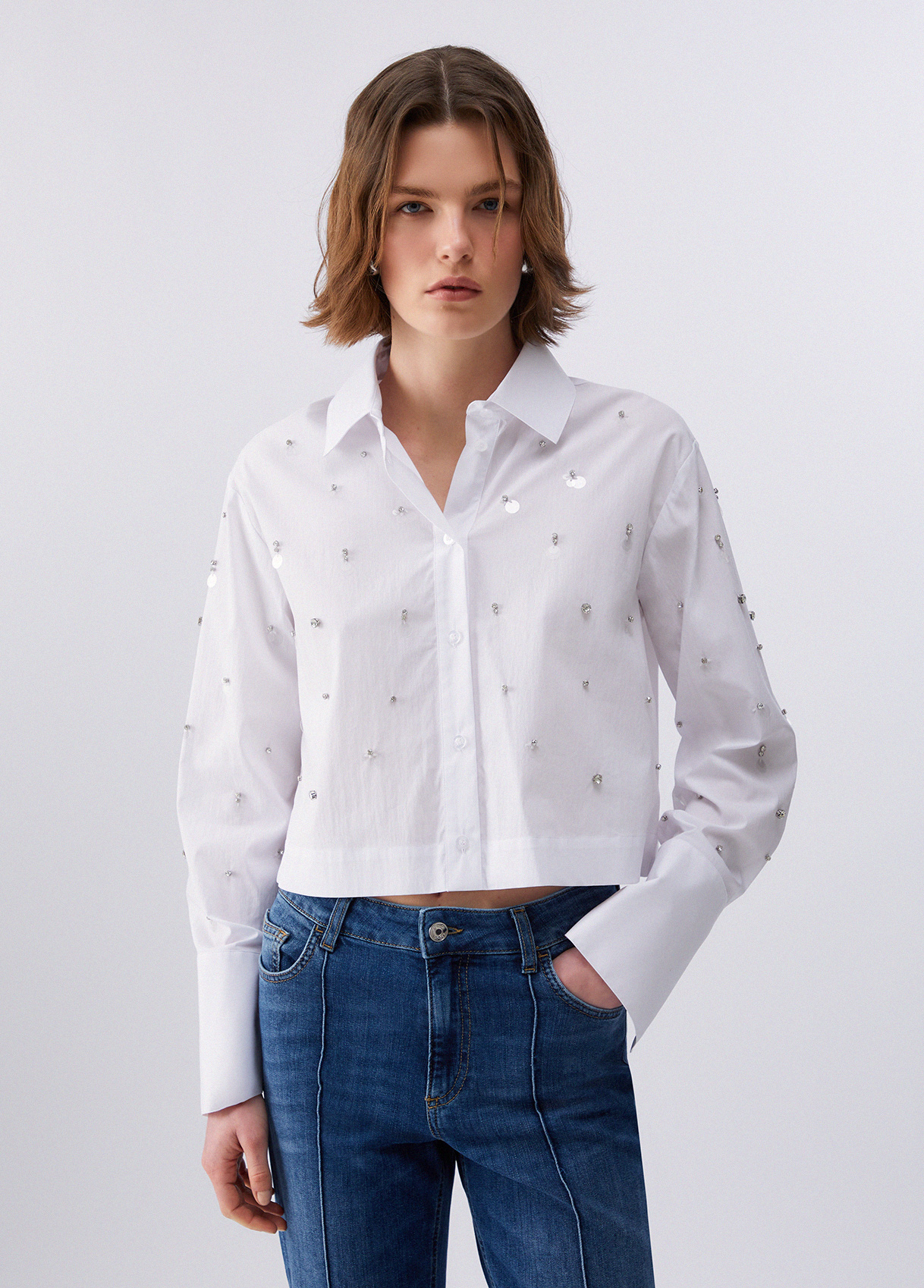 Liu Jo Boxy Shirt With Bejewelled Embellishment