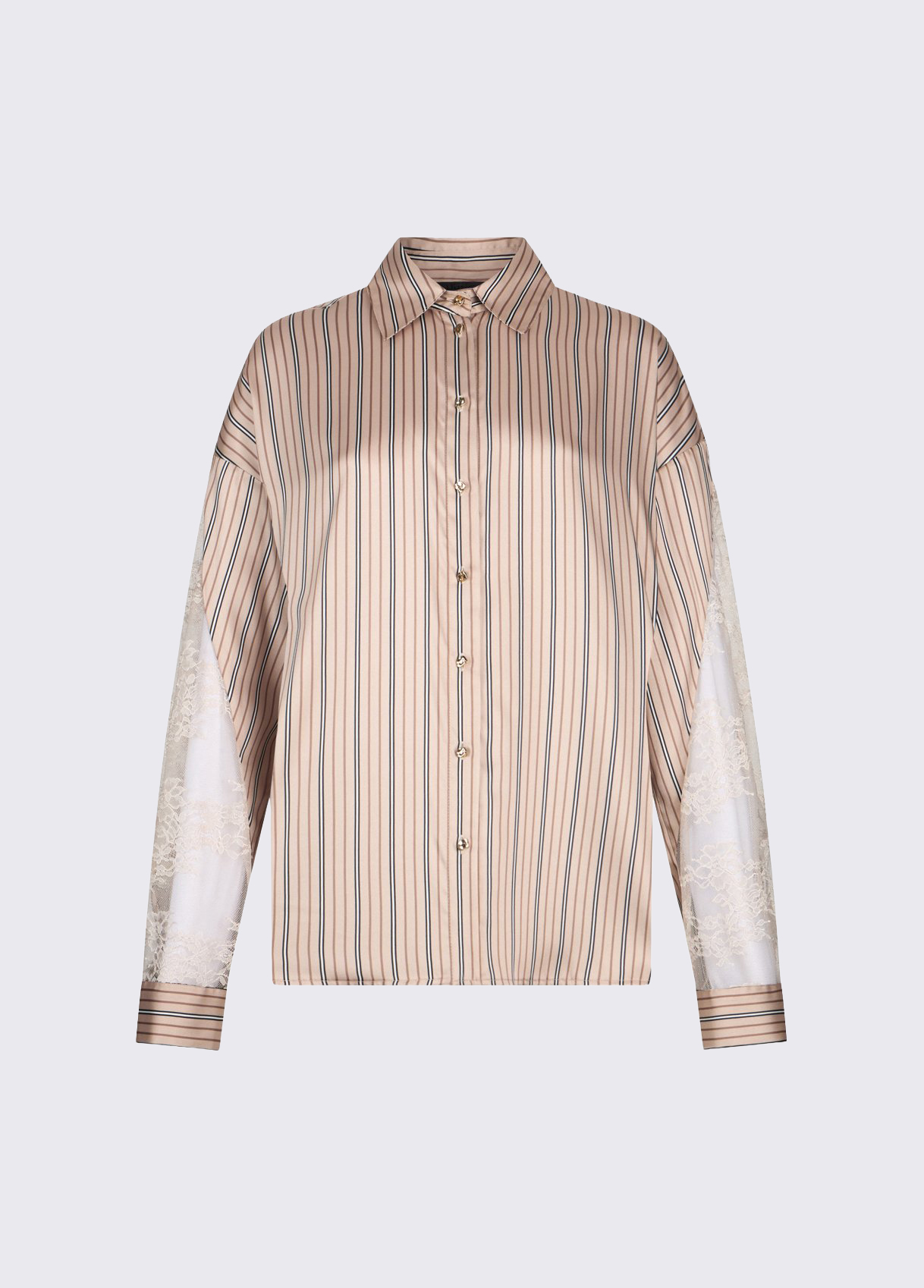トップス lui jewelry / shirt03 cream Striped shirt with lace details colour beige | Liu Jo