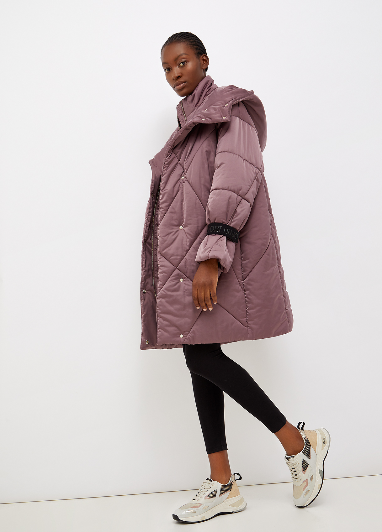 long pink padded coat