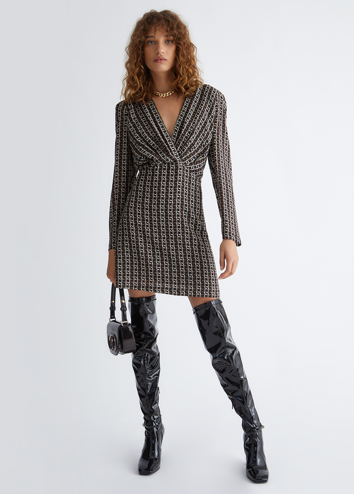Lipsy mirrored embellished tux dress in black on sale