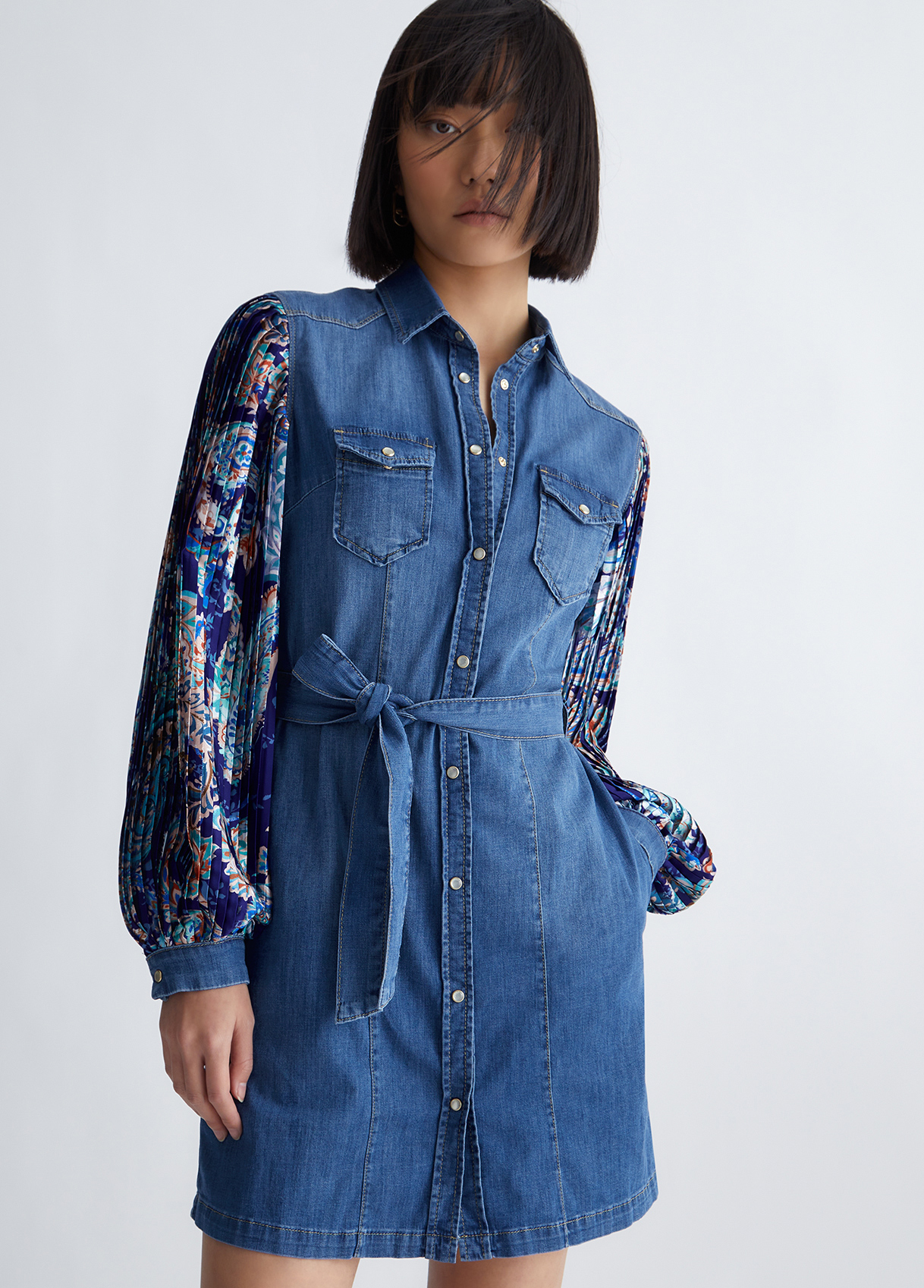 Liujo Robe Chemisier En Toile Denim