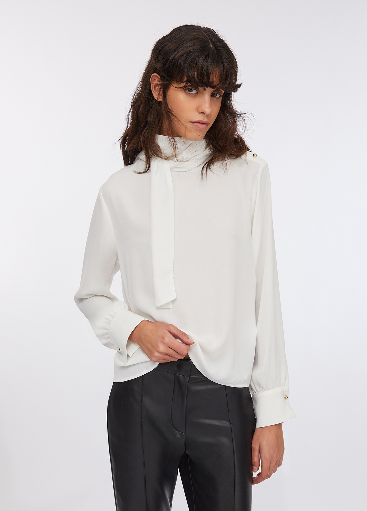 Liujo Damski White Wool Liu Jo Blouse With Scarf Rozmiar 42