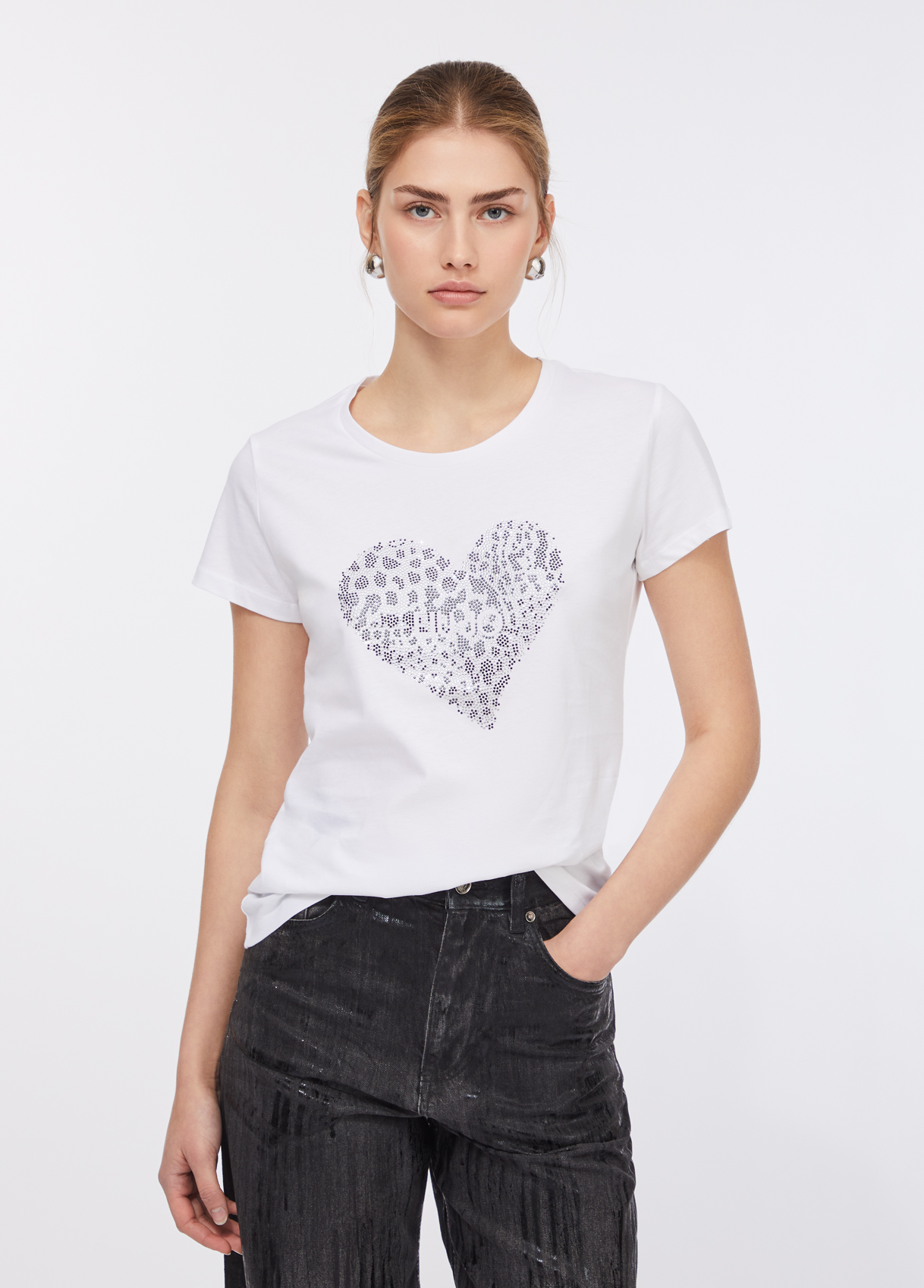 トップス lui jewelry shirts 01 T-shirt with pearls and rhinestones colour white | Liu Jo