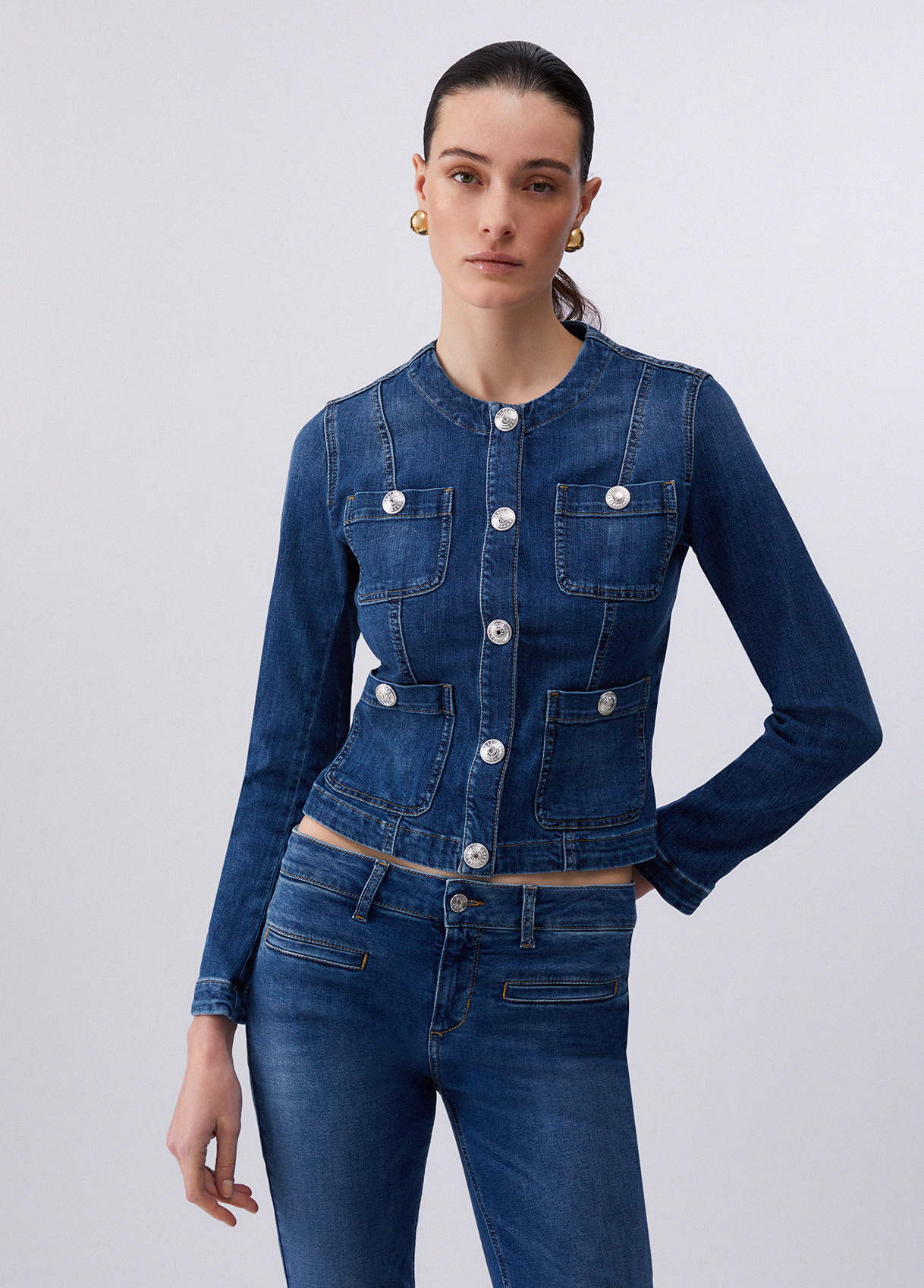 Liu Jo Denim Jacket With Logo Buttons