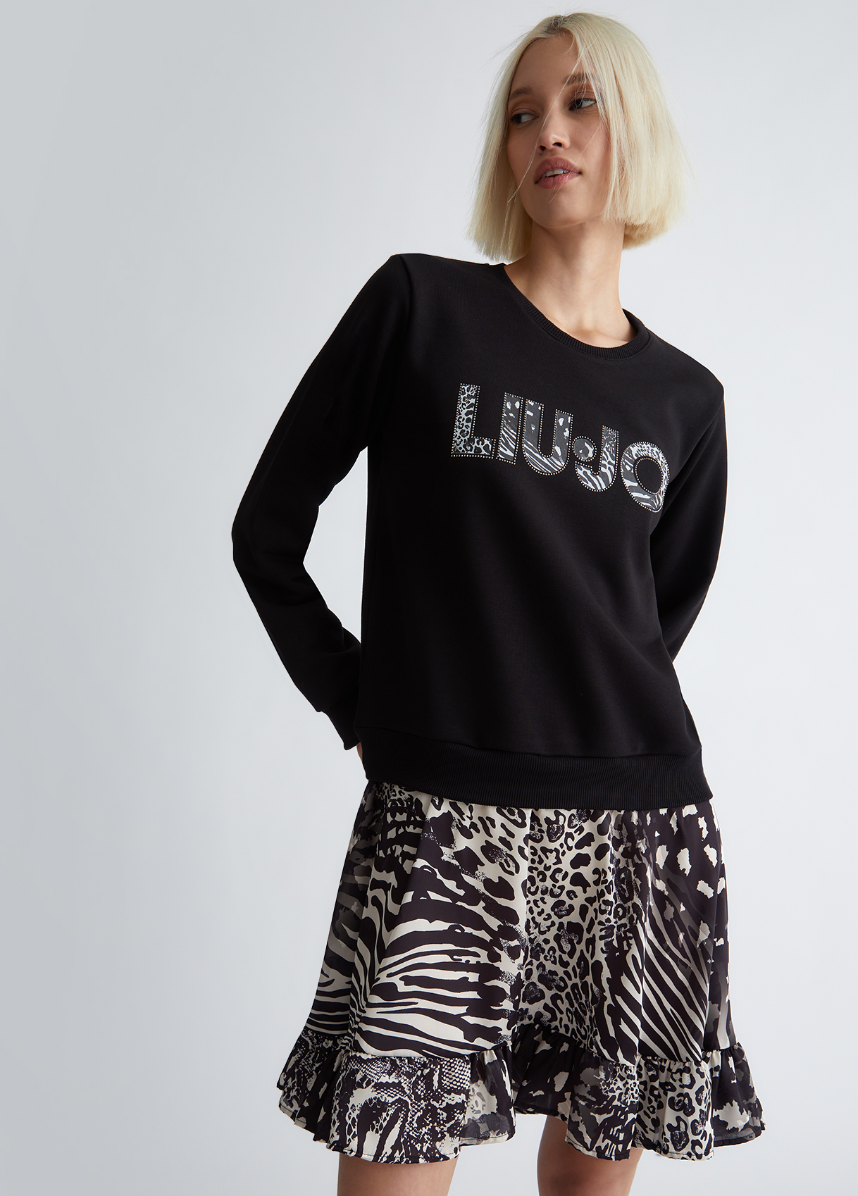 Liujo Robe En Molleton Avec Jupe Animalier