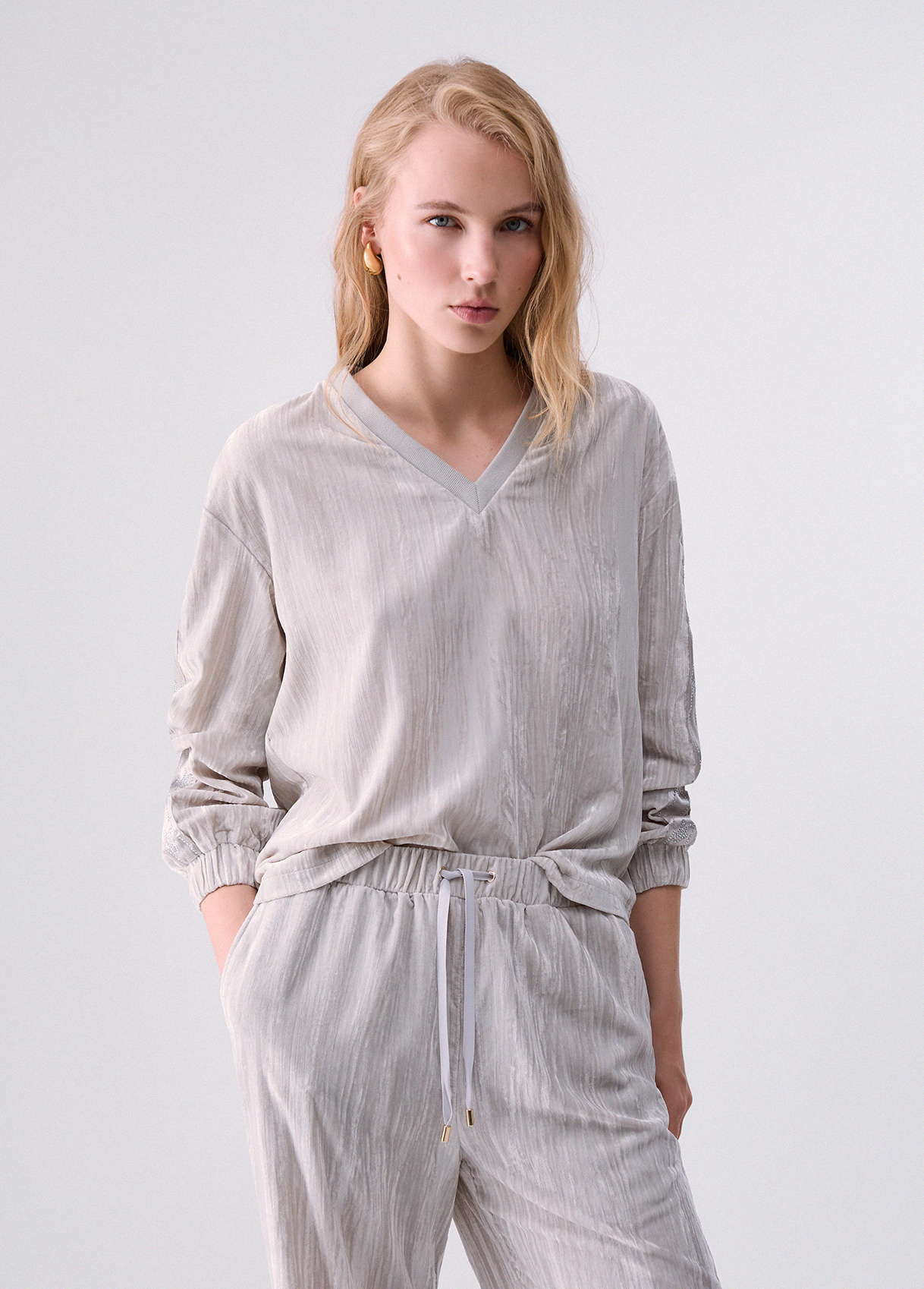 Liu Jo Crinkle Velvet Sweatshirt