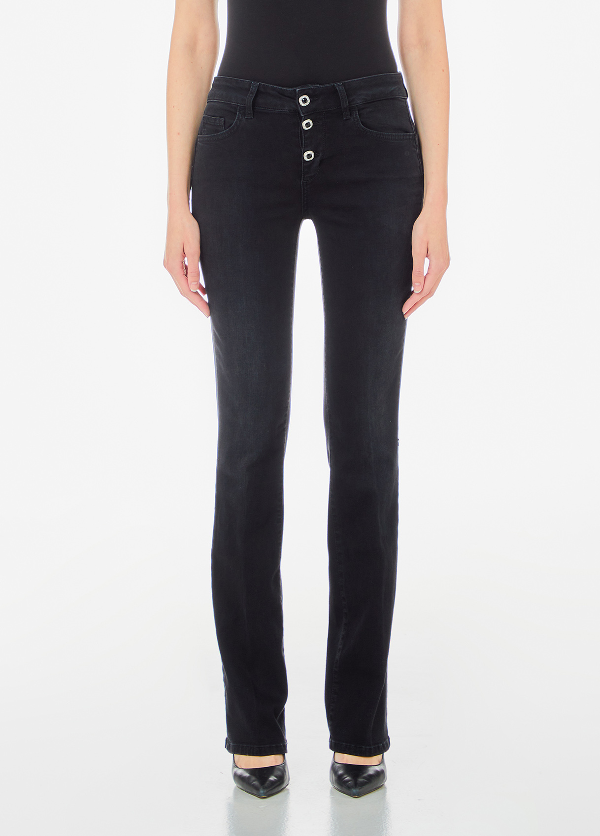 デニム・ジーパン LIU JO FLARE JEANS WITH STRASS LIU JO Flared Rhinestone Jeans | Blue | FARFETCH