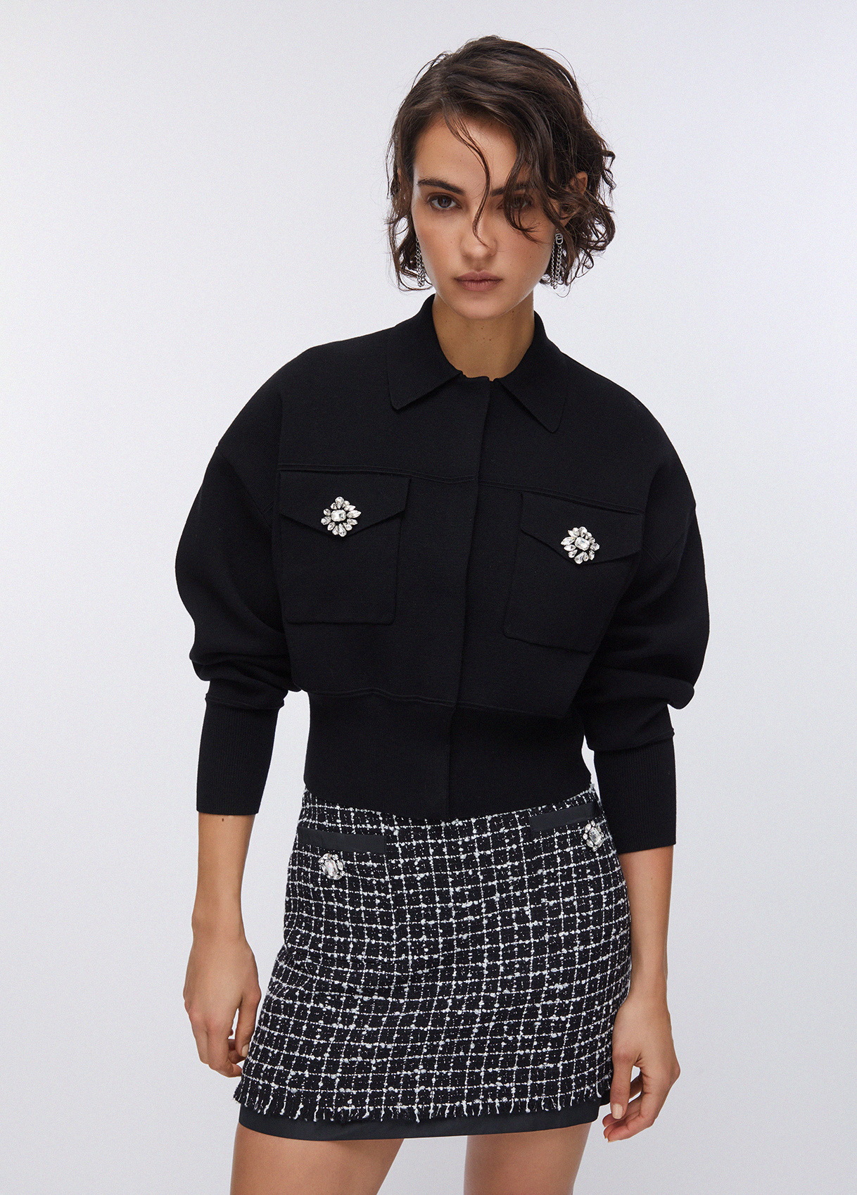 Liu Jo Knit Jacket With Bejewelled Buttons