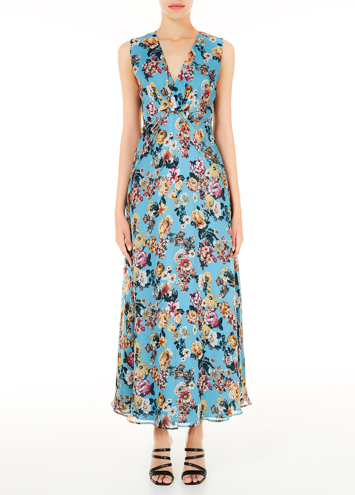 Long dress with print colour Azure blue flowers | Liu Jo