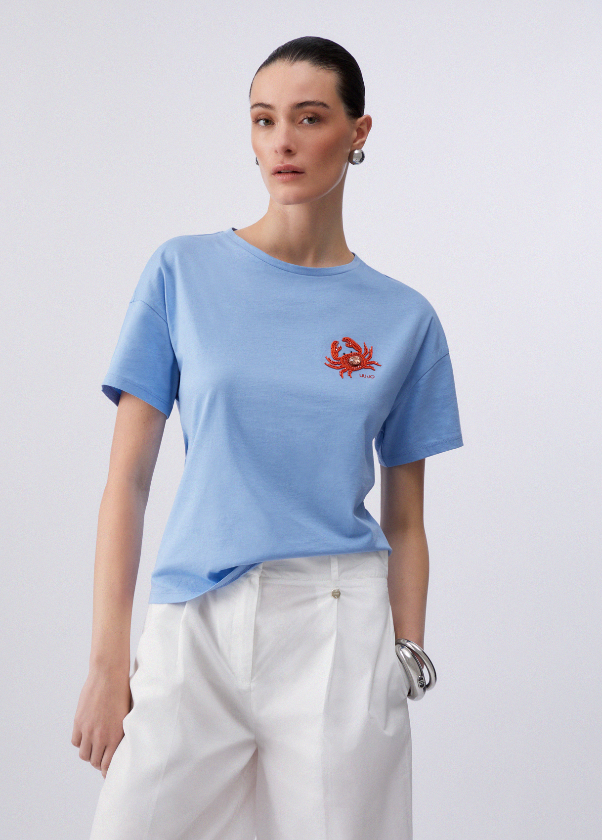 Liu Jo Mujer Cangrejo Camiseta Con Parche