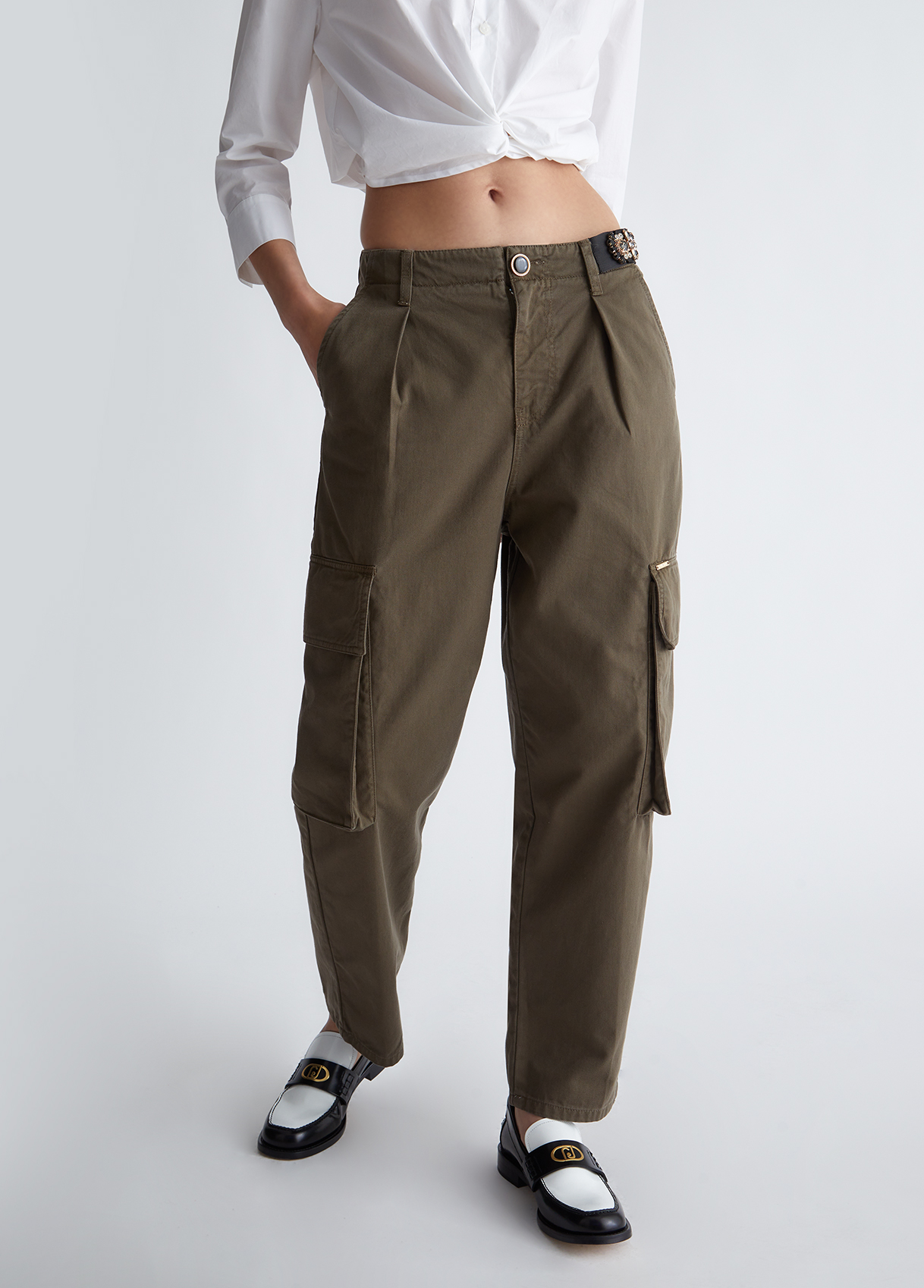 Liujo Pantalon Cargo En Gabardine