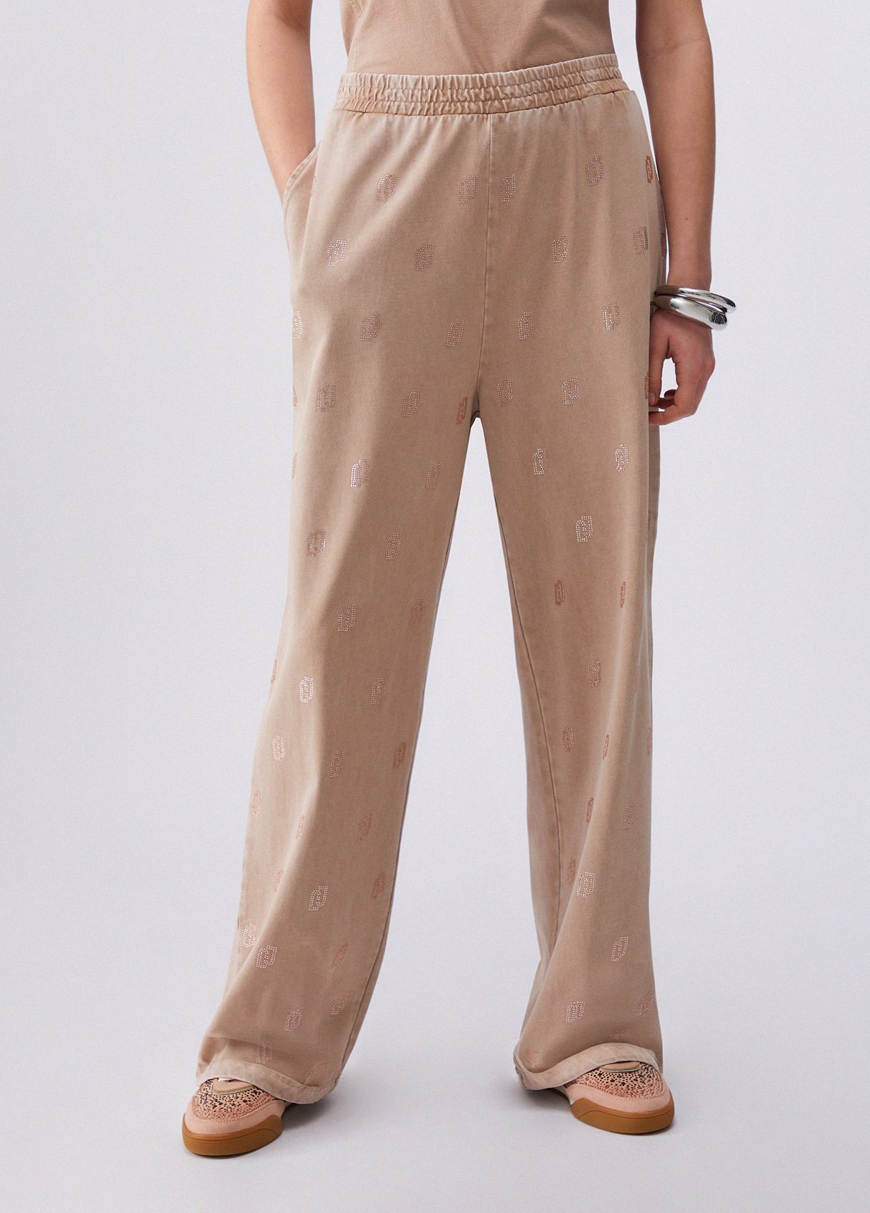 Liu Jo Faded Jersey Trousers With Rhinestones
