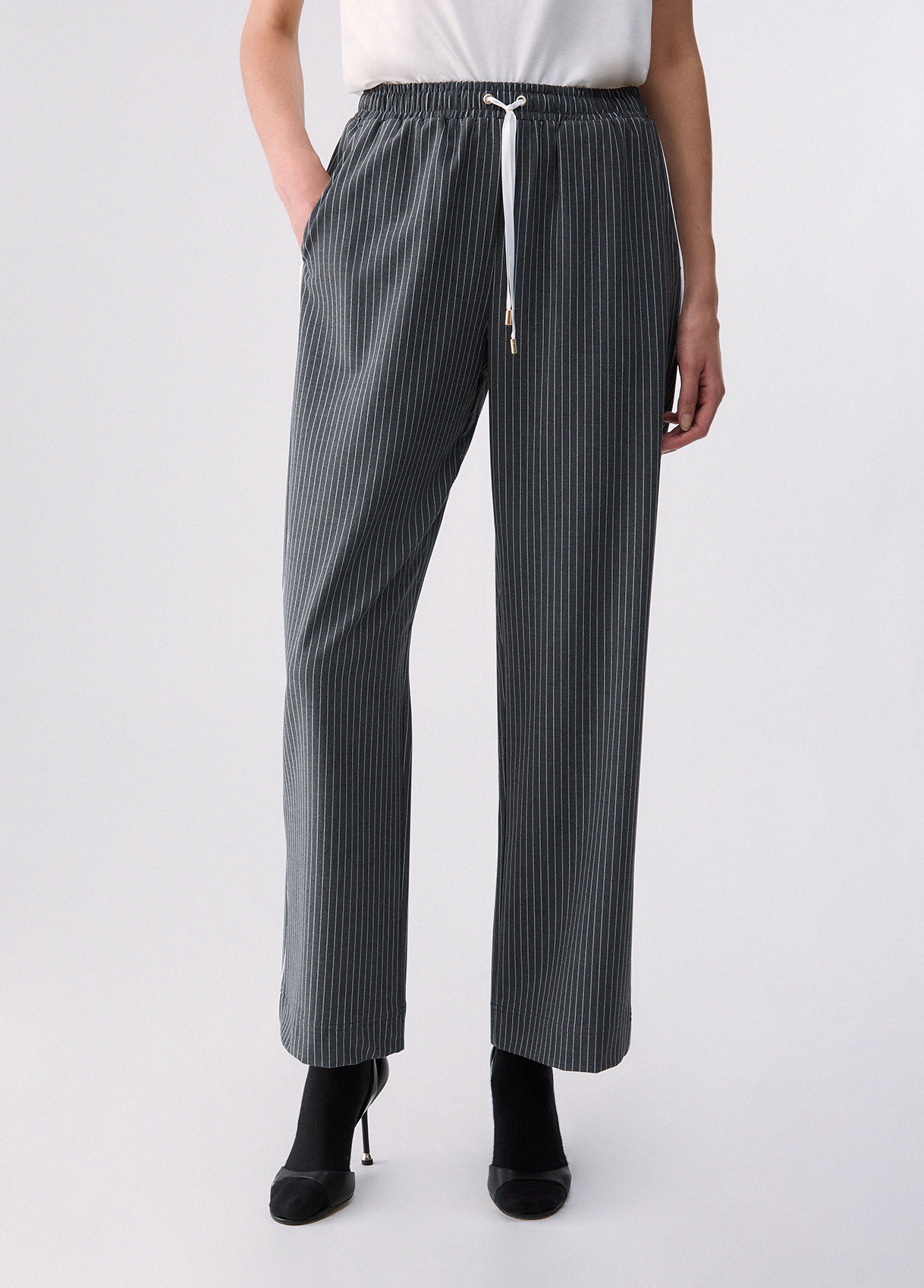 Liu Jo Pinstriped Trousers With Lace Insert