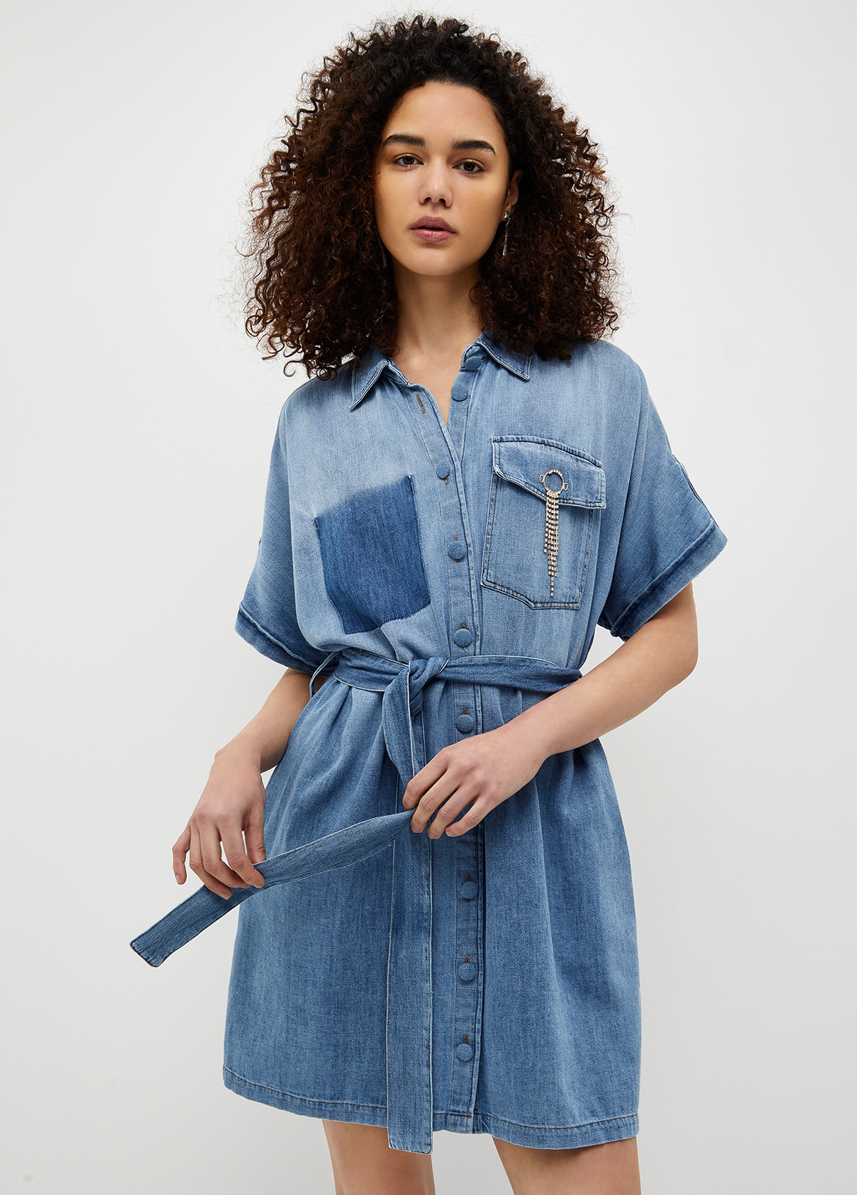 Liujo Robe Chemisier En Toile Denim