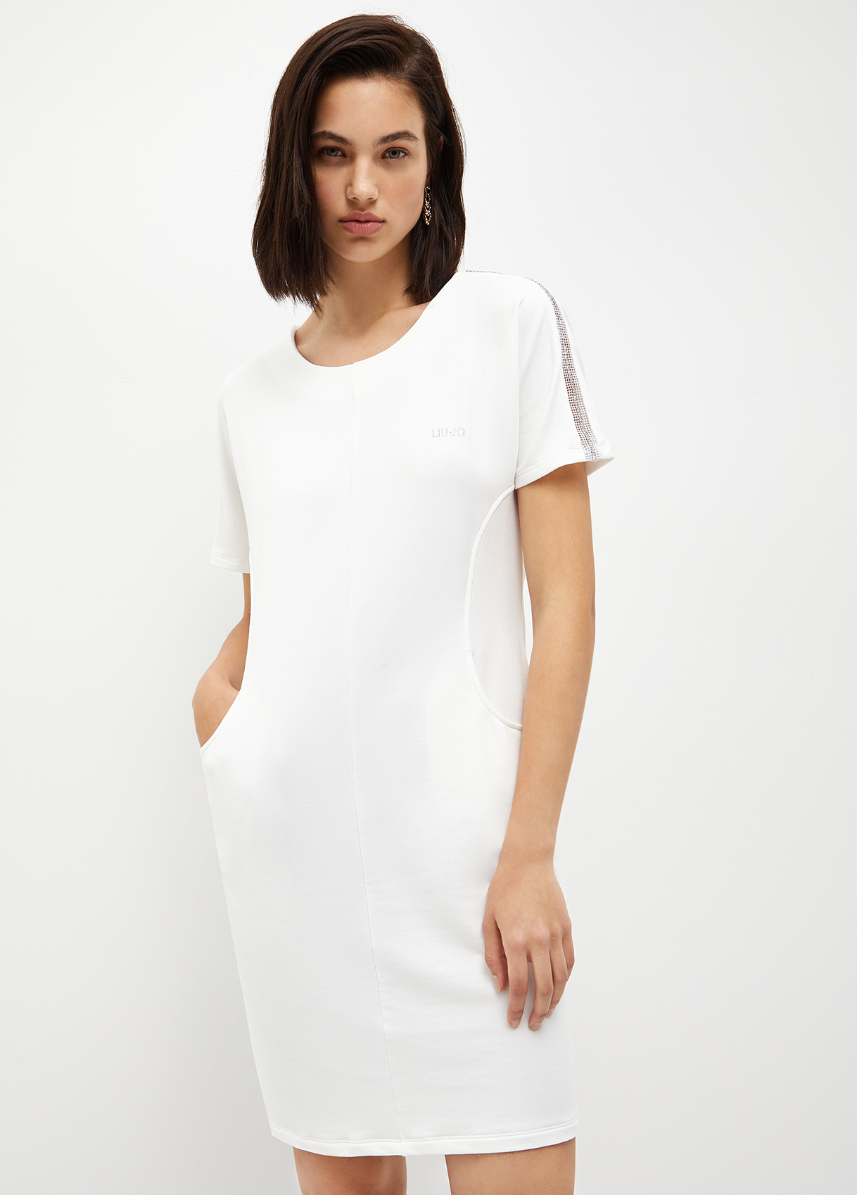 Liujo Robe En Coton Molletonné Avec Strass