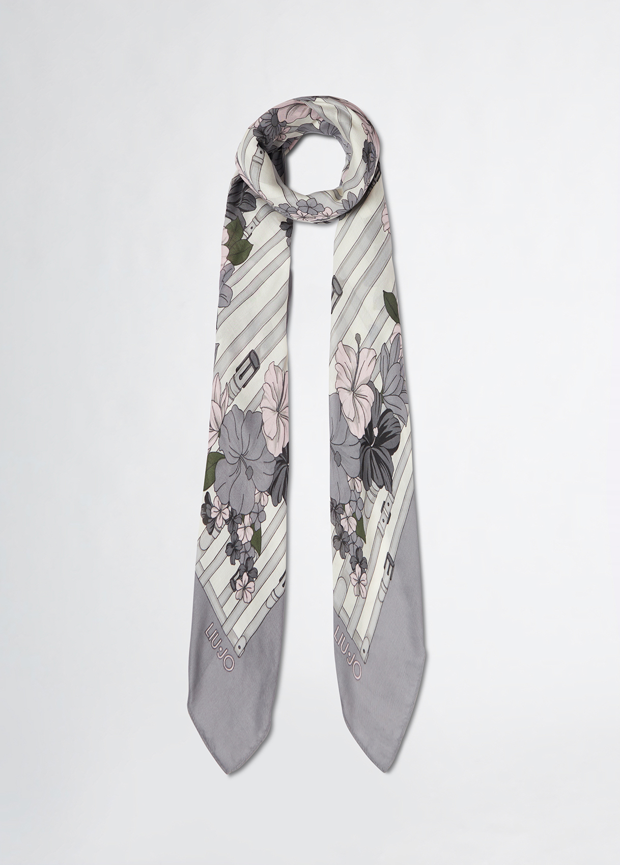 スカーフ LIU JO Woman Scarf Black 2A5020T0300 22222 Floral scarf colour black | Liu Jo