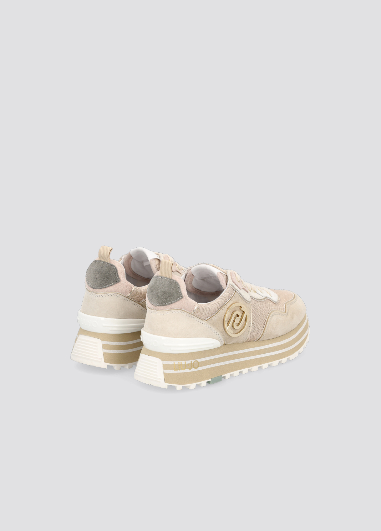 Plateau-Sneaker aus Mesh und Veloursleder