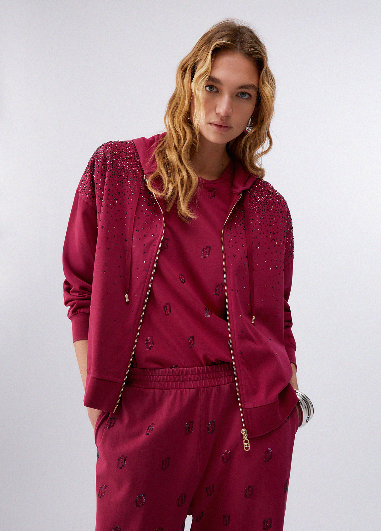 Liu Jo Hooded Sweatshirt With Gemstones