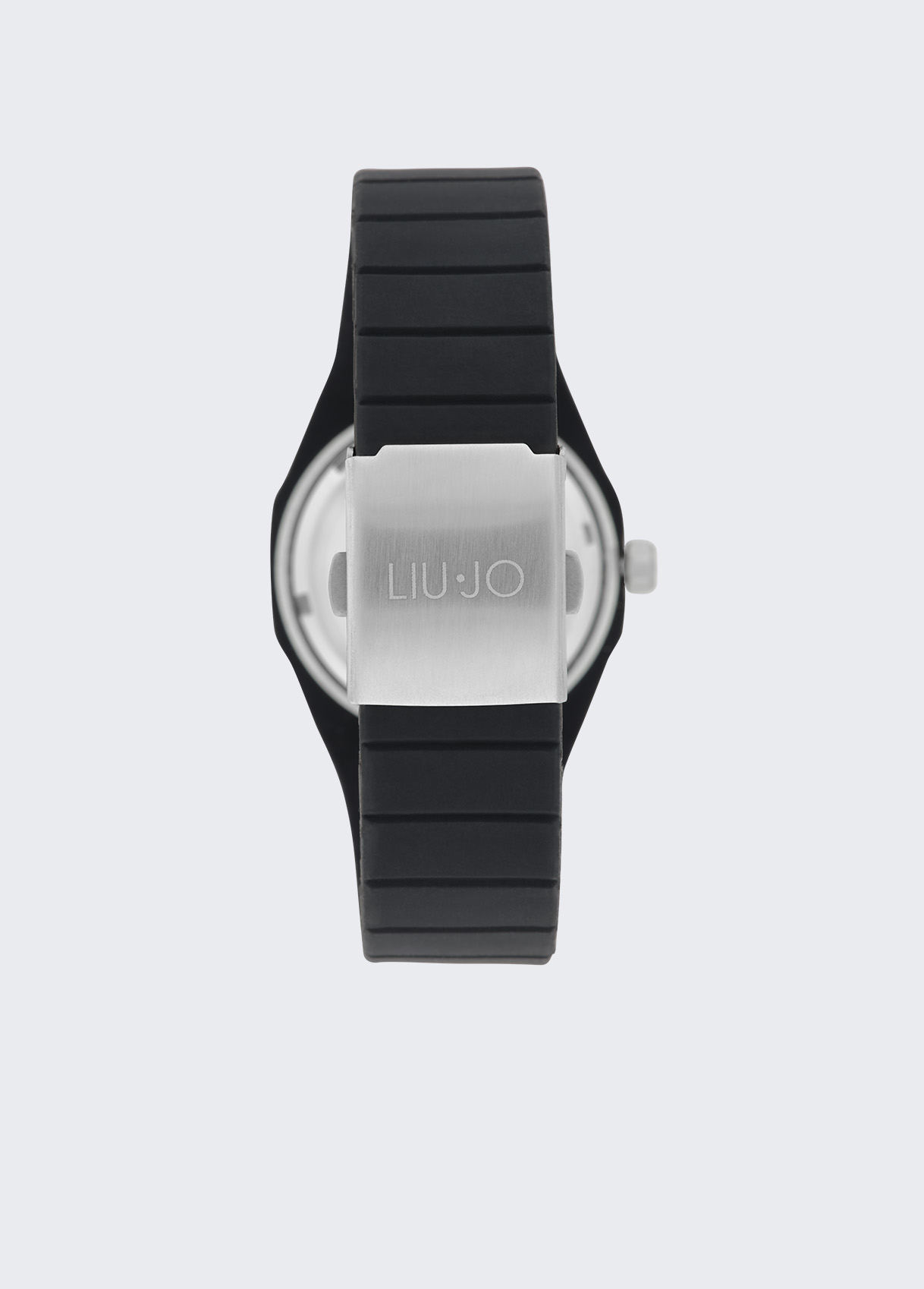 Orologio con cinturino in silicone in acciaio placcato nero a ioni