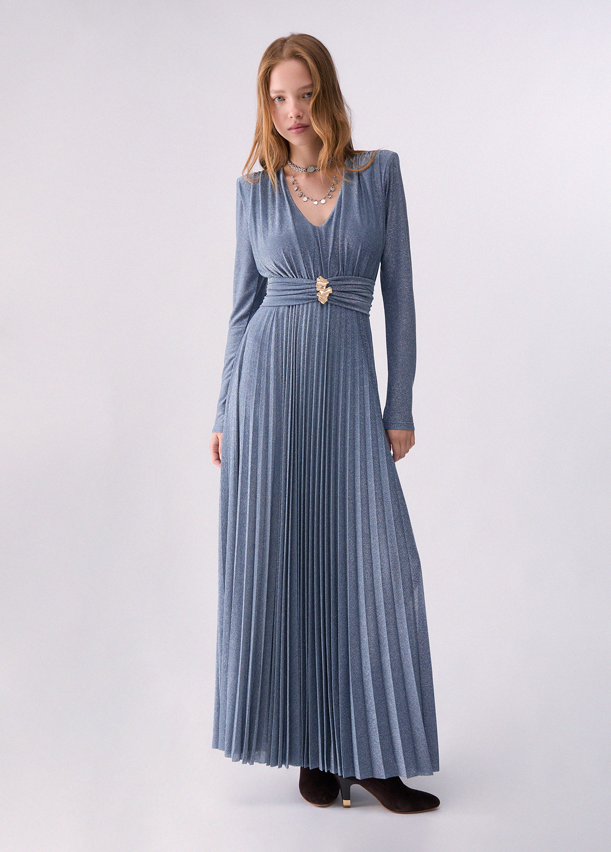 Liu Jo Robe Longue En Lurex Plissé
