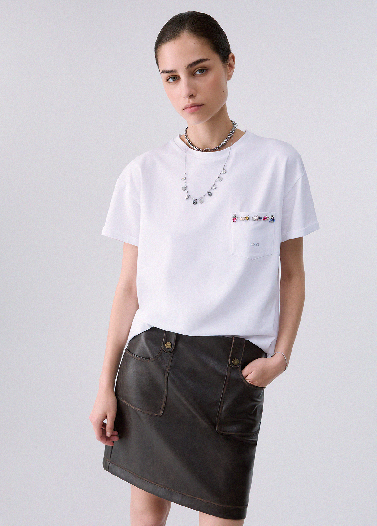 Liu Jo Boxy T-shirt With Jewel Pocket