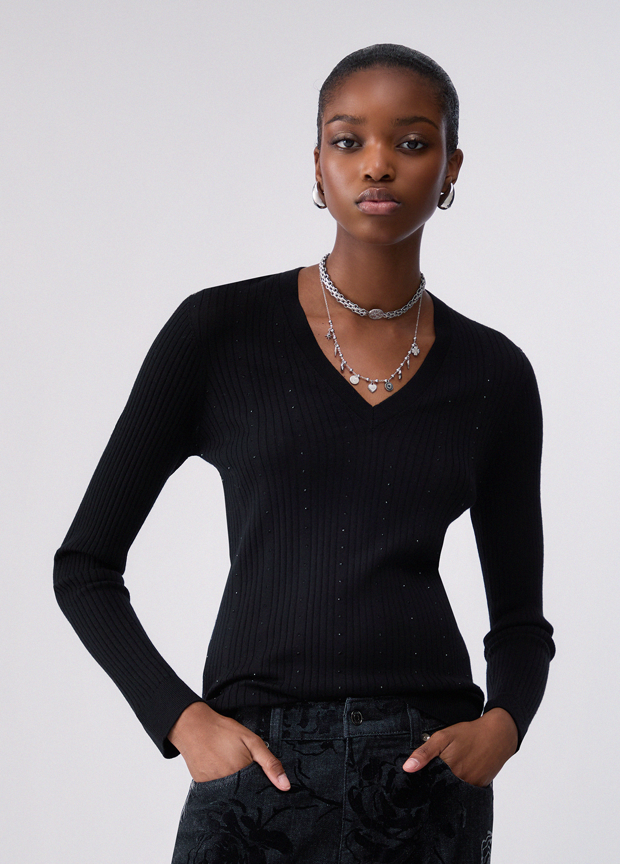 Liu Jo Wool Sweater With V-neck