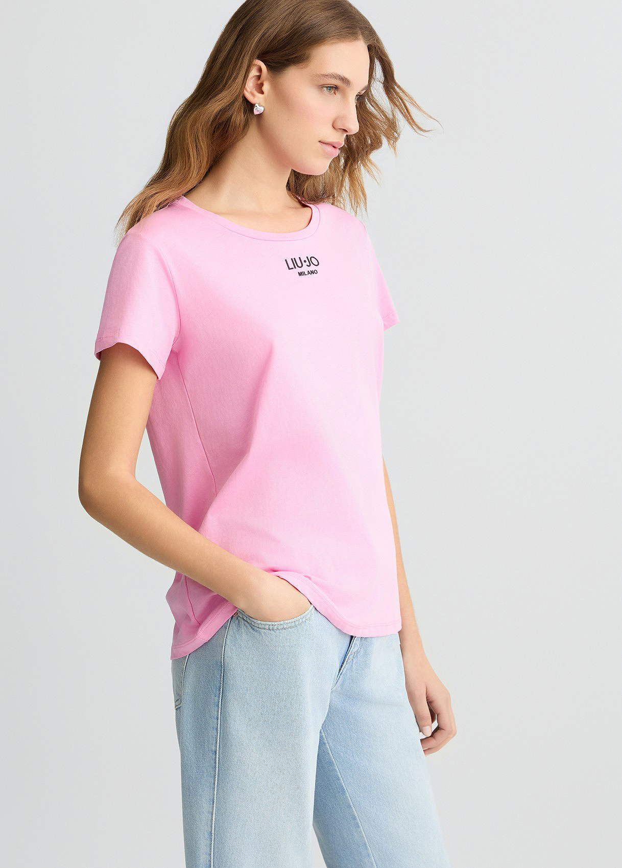 Tシャツ・カットソー LIU JO Woman T-Shirt Blush Pink WA5390T2578 20304 T-shirt with logo colour pink | Liu Jo