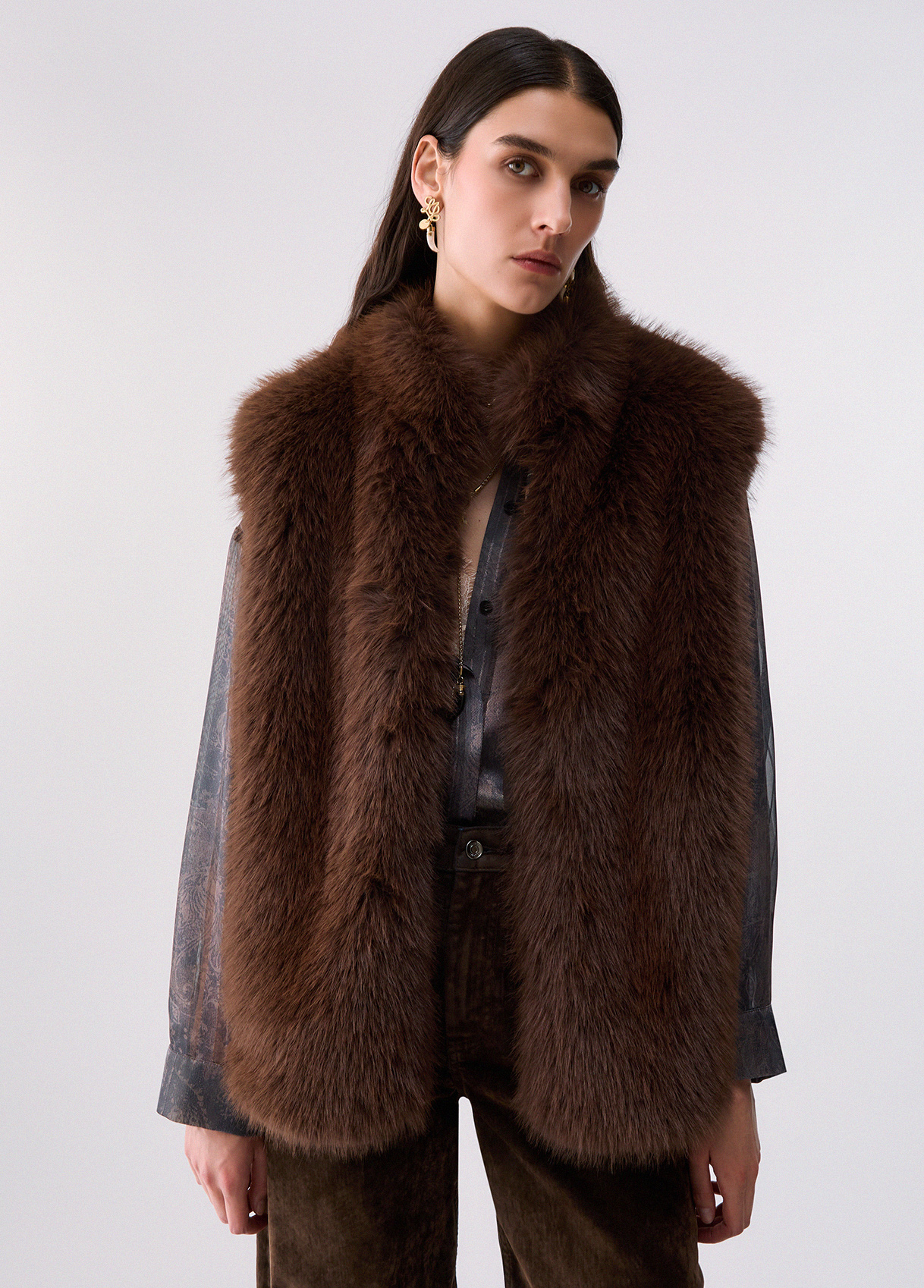 Liu Jo Faux Fur Vest With Belt