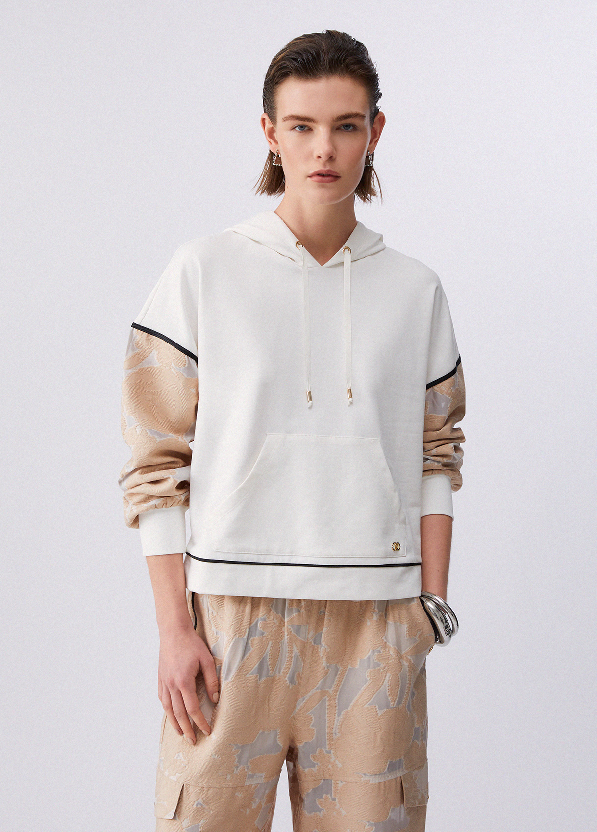 Liu Jo Hooded Sweatshirt With Organza Details