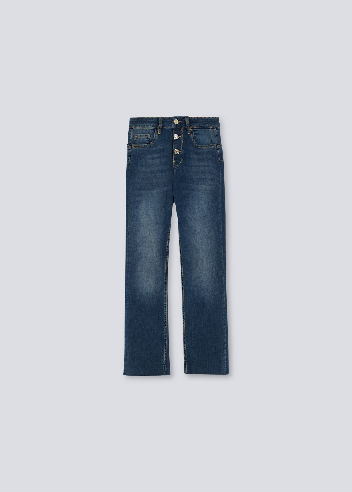 がラフ kaja✦BLUE✦DENIM✦サイズ3 ovy Cropped jeans with frayed edges