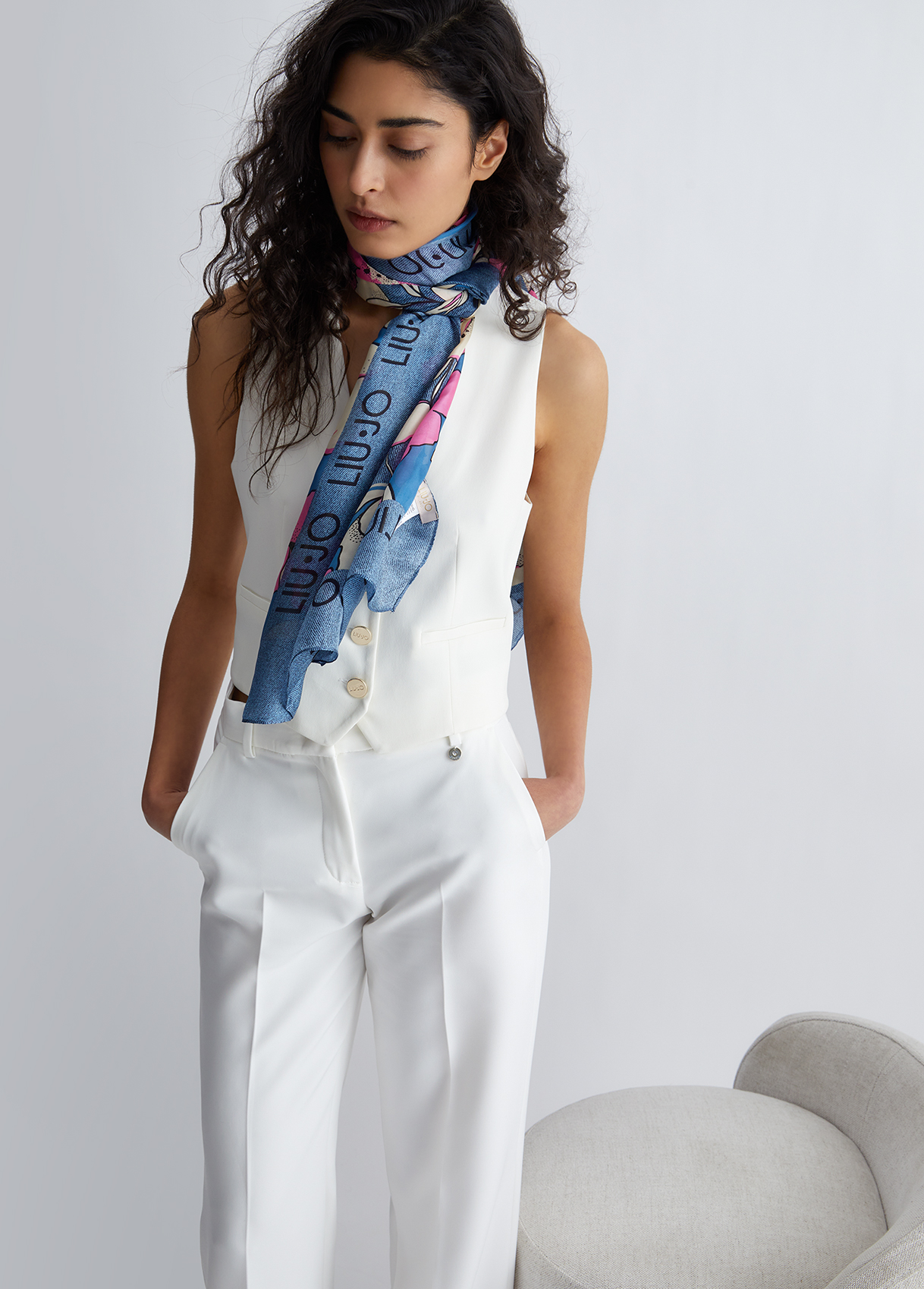 Liujo Étole En Denim À Imprimé Floral