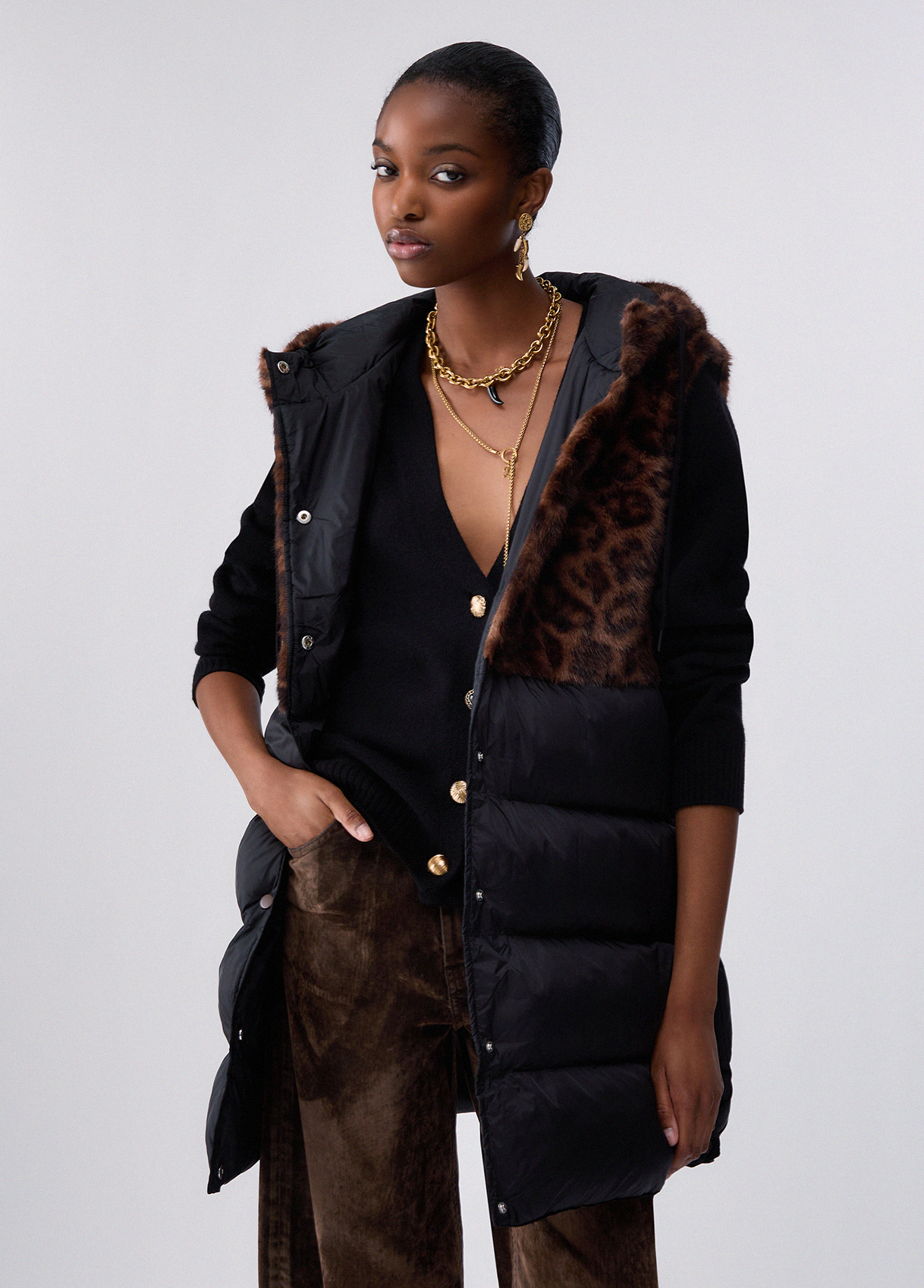 Liu Jo Animal Print Hooded Gilet