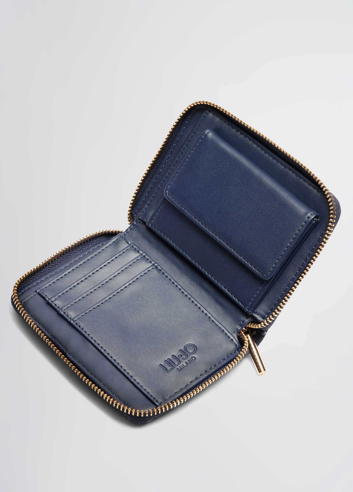 Jacquard zip-around wallet colour blue denim | Liu Jo