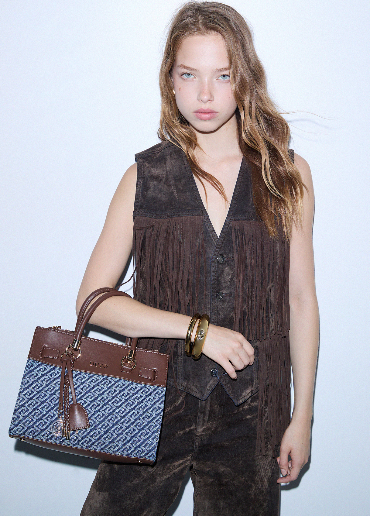 Liu Jo Sac Satchel Format Petit Effet Denim