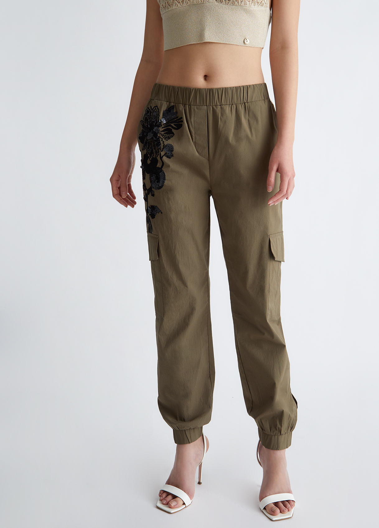 Liujo Pantalon Avec Broderie Et Paillettes