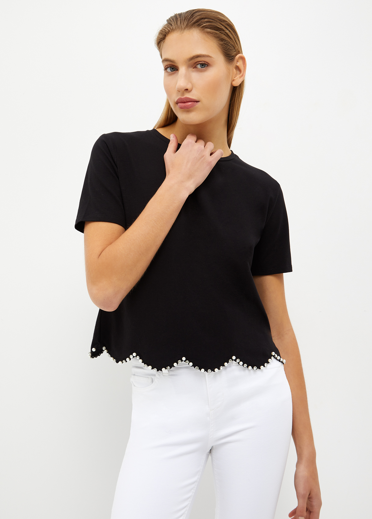 Liujo T-shirt Avec Perles Et Strass
