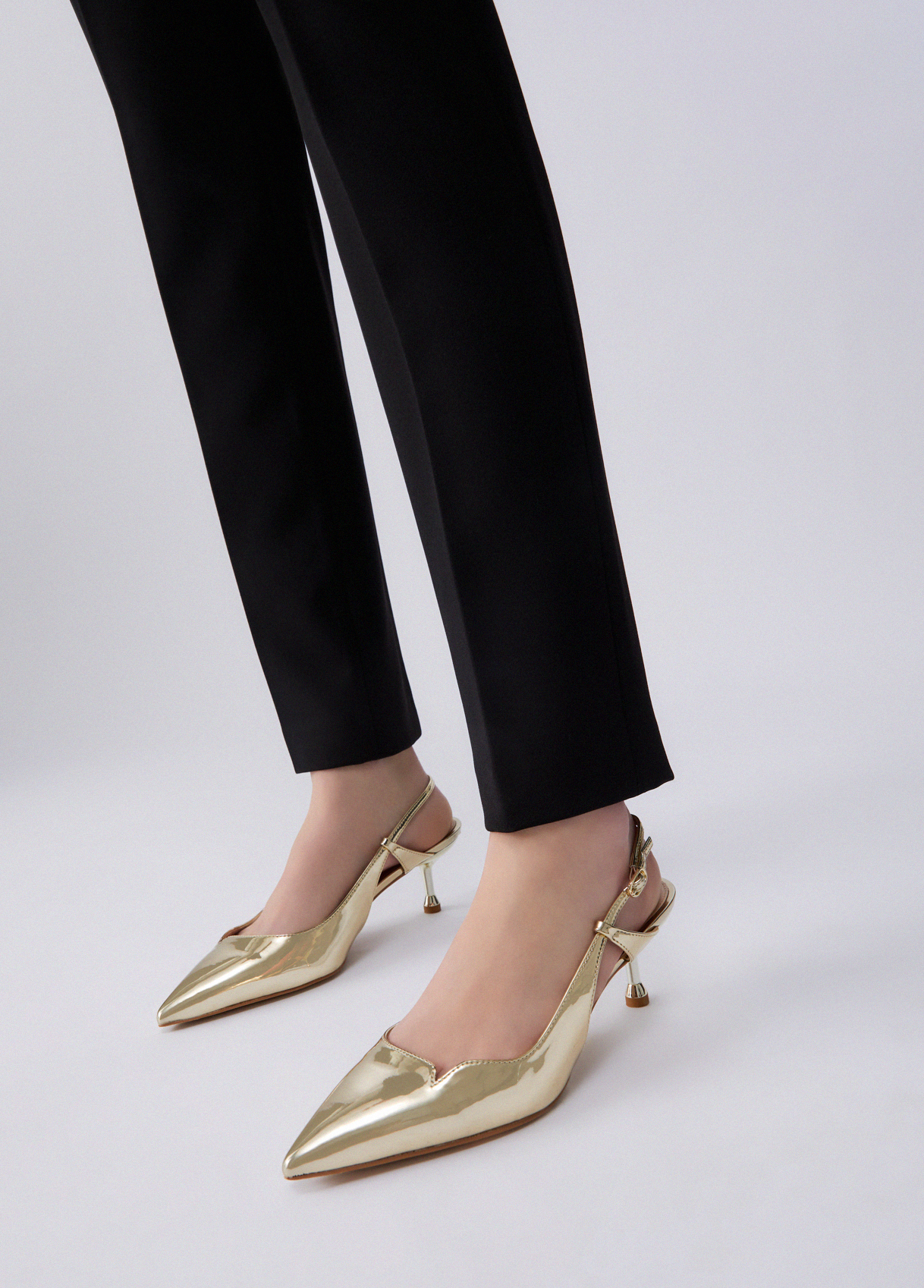 Liu Jo Laminated Mirrored Slingbacks