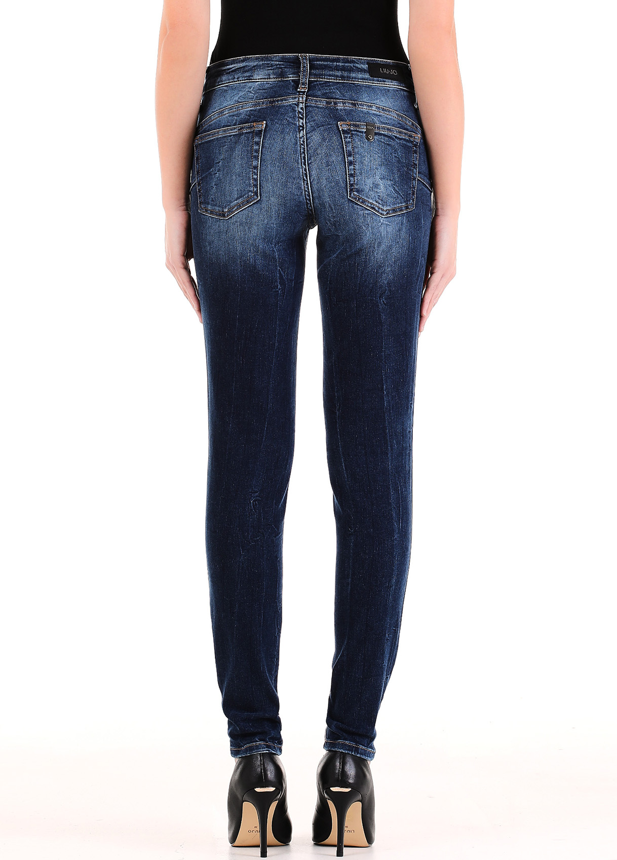 Skinny jeans with gemstones colour blue denim | Liu Jo