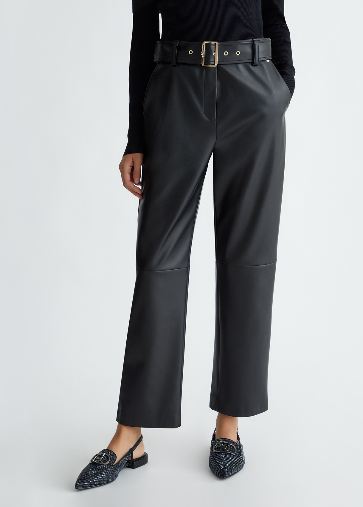 Coated fabric trousers colour black | Liu Jo