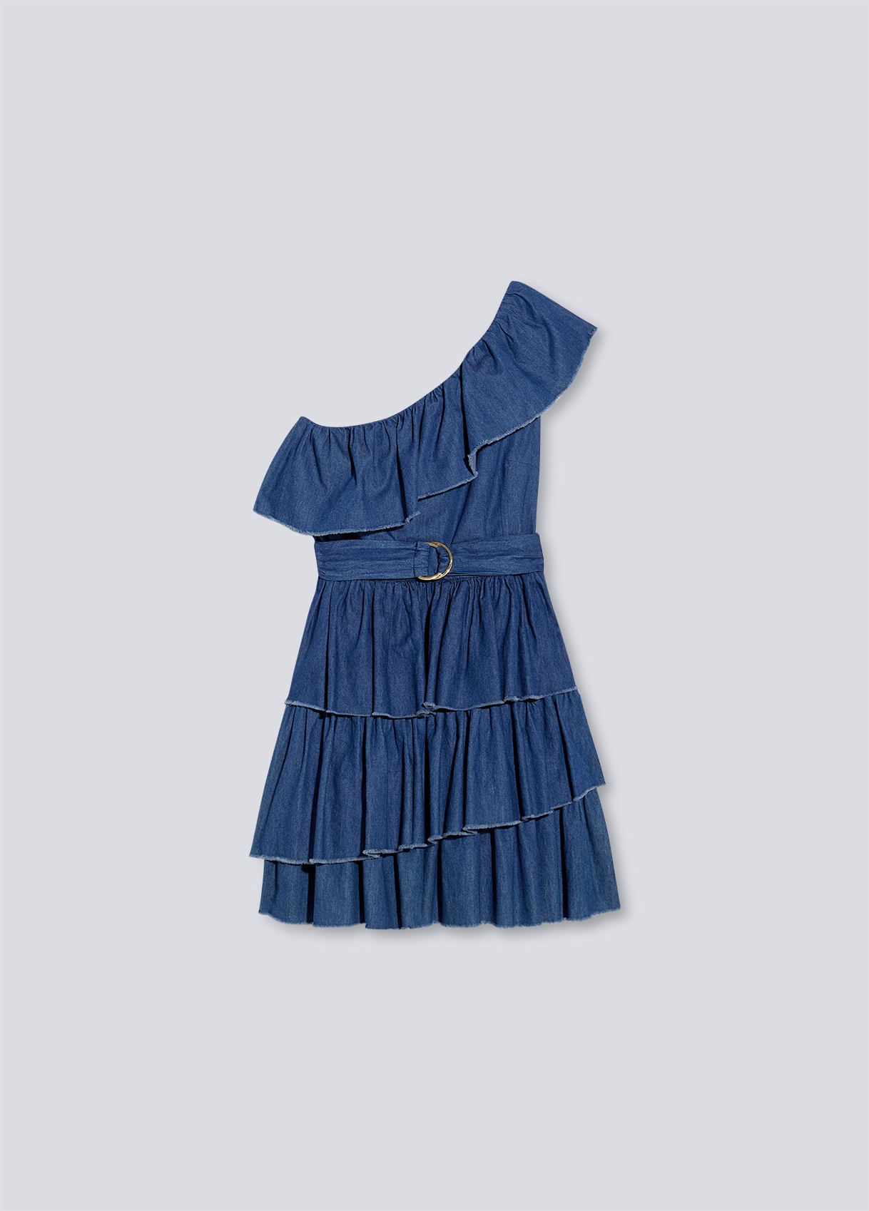 zara one shoulder denim dress ASYMMETRIC TRF DENIM DRESS - Blue